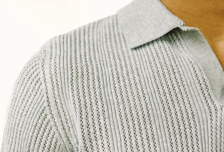 Close-up of a textured knit stitch structure