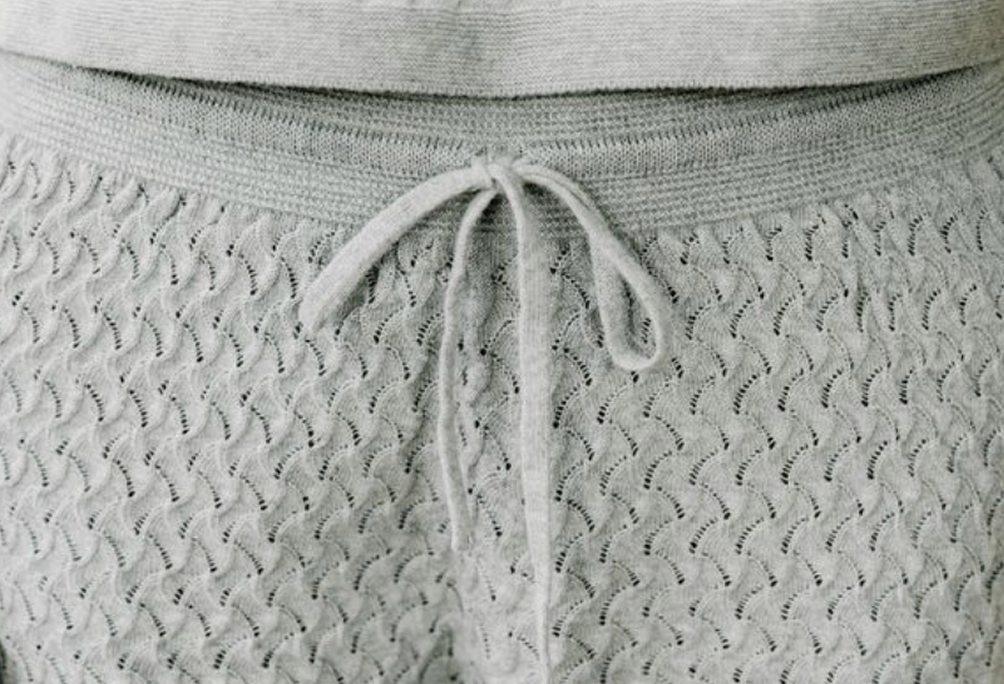 Knit waistband with drawcord on pointelle shorts